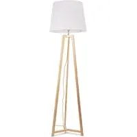 Lottie Tripod Floor Lamp with Tapered Shade - Cream, Wood