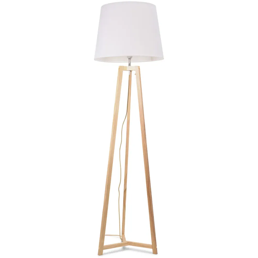 Lottie Tripod Floor Lamp with Tapered Shade - Cream, Wood image