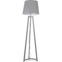 Lottie Tripod Floor Lamp with Tapered Shade - Grey, Wood