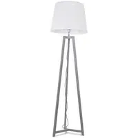 Lottie Tripod Floor Lamp with Tapered Shade - Grey, Wood
