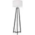 Lottie Tripod Floor Lamp with White Fabric Drum Shade - Black, Wood
