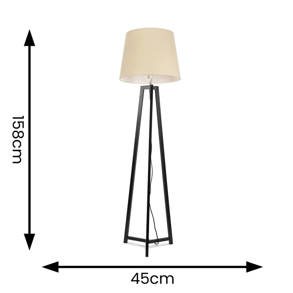 Lottie Tripod LED Floor Lamp - Beige, Fabric
