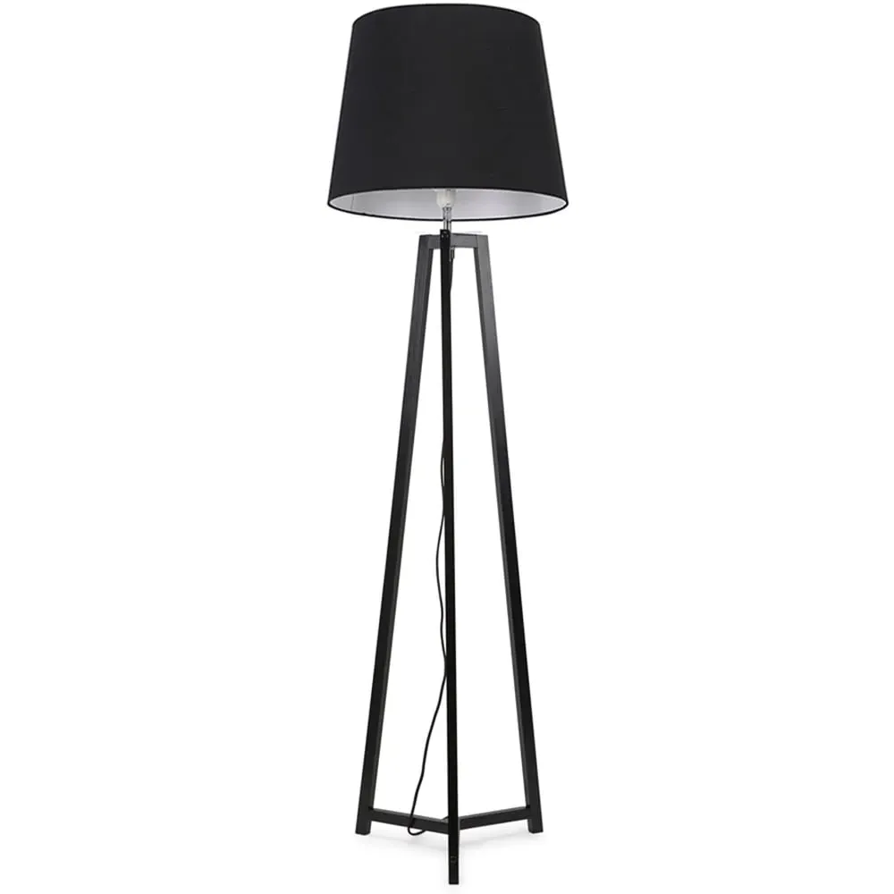 Lottie Tripod LED Floor Lamp - Black, Wood