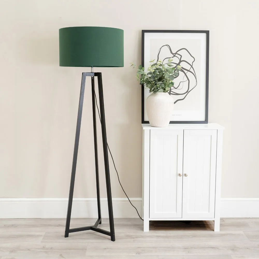 Lottie Tripod LED Floor Lamp - Green, Fabric