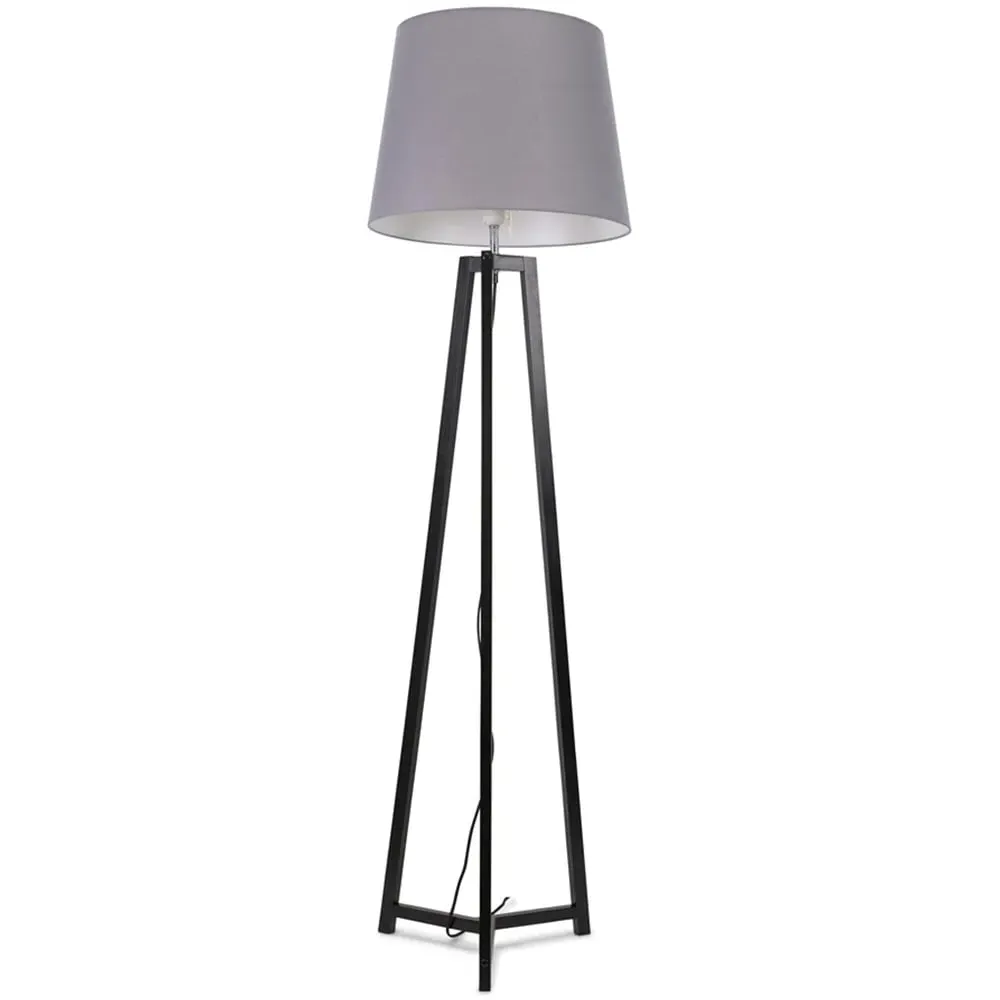 Lottie Tripod LED Floor Lamp - Grey, Fabric