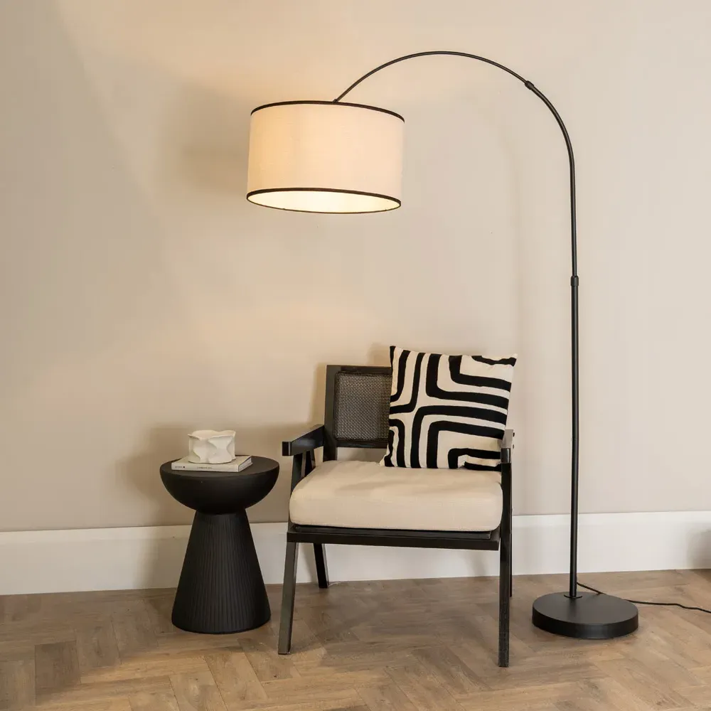 Louis Arched Floor Lamp with Adjustable Head - Black, Metal