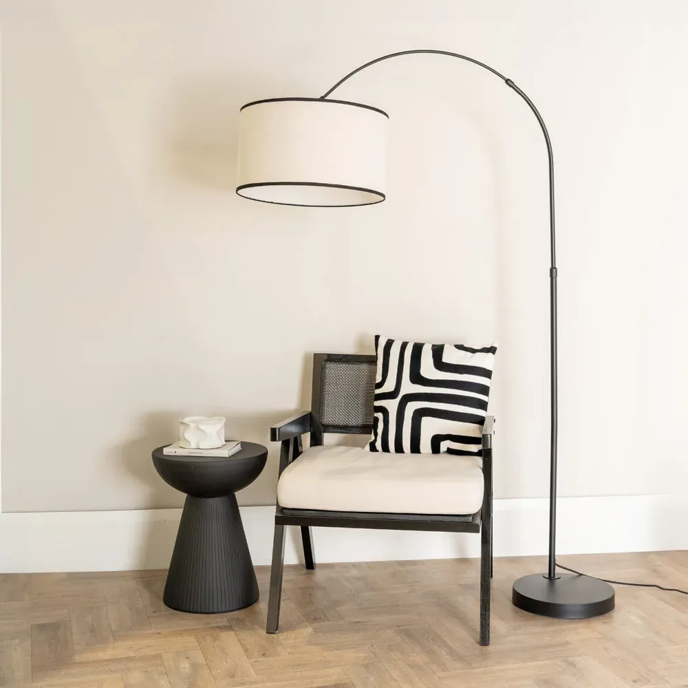 Louis Arched Floor Lamp with Adjustable Head - Black, Metal