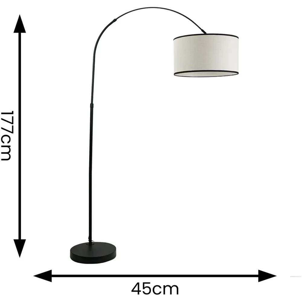 Louis Arched Floor Lamp with Adjustable Head - Black, Metal