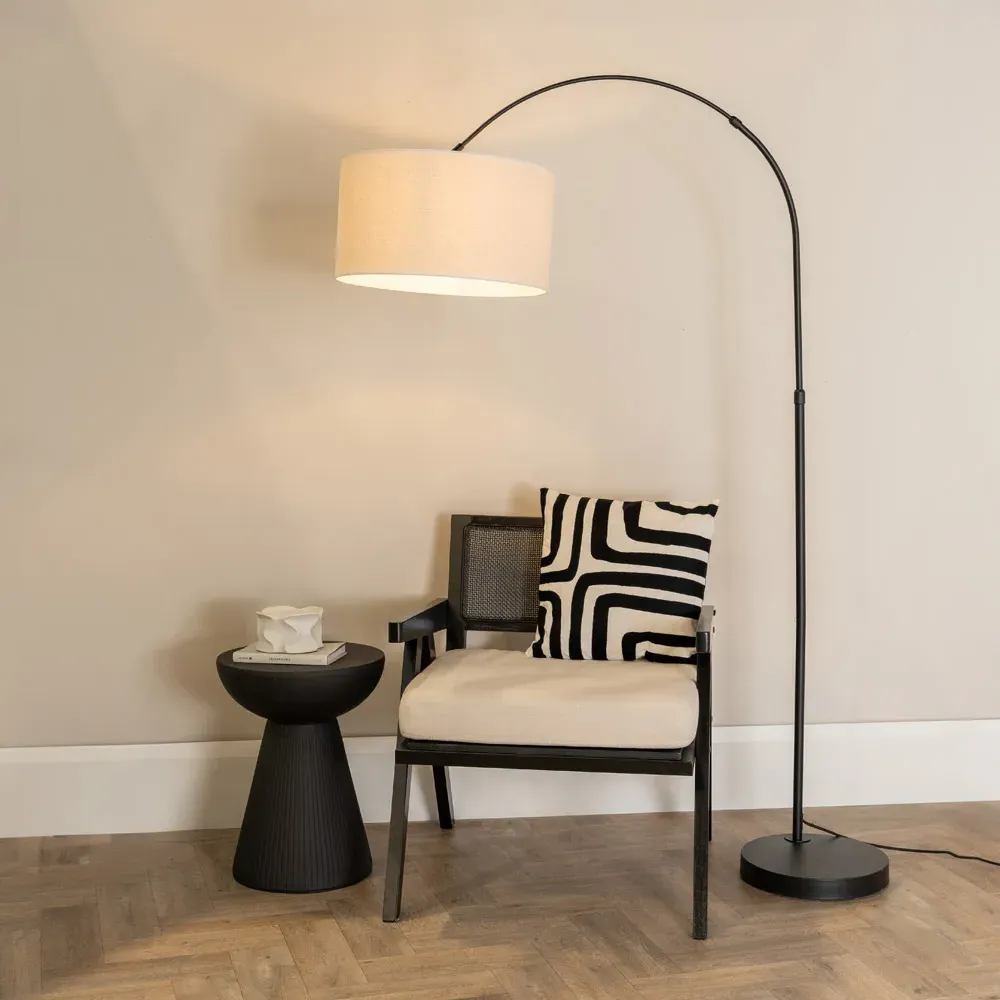 Louis Arched Floor Lamp with Adjustable Head - Black, Metal