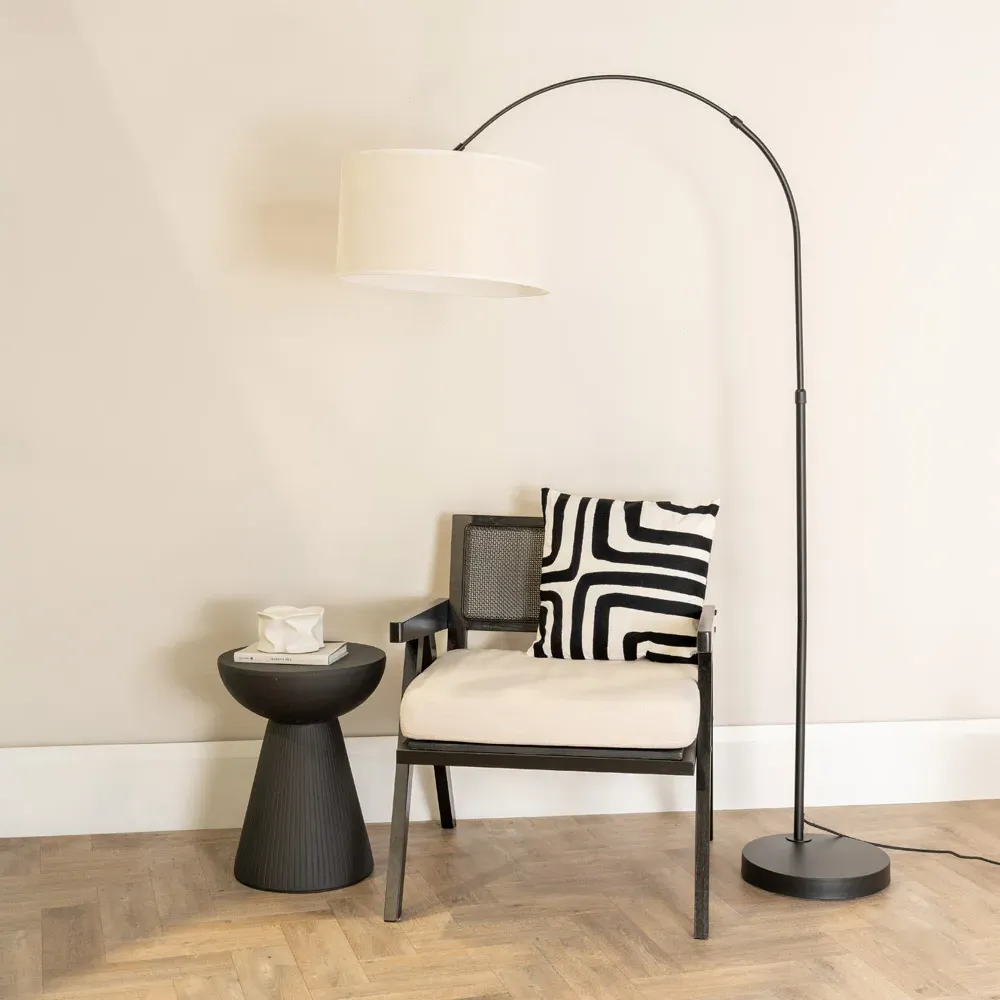 Louis Arched Floor Lamp with Adjustable Head - Black, Metal