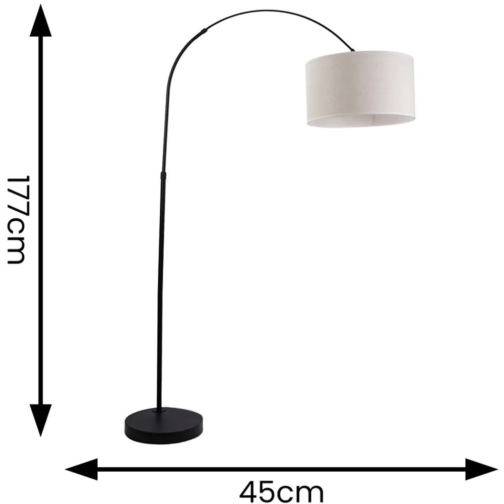Louis Arched Floor Lamp with Adjustable Head - Black, Metal