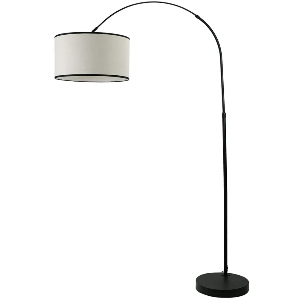 Louis Arched Floor Lamp with Adjustable Head - Black, Metal image