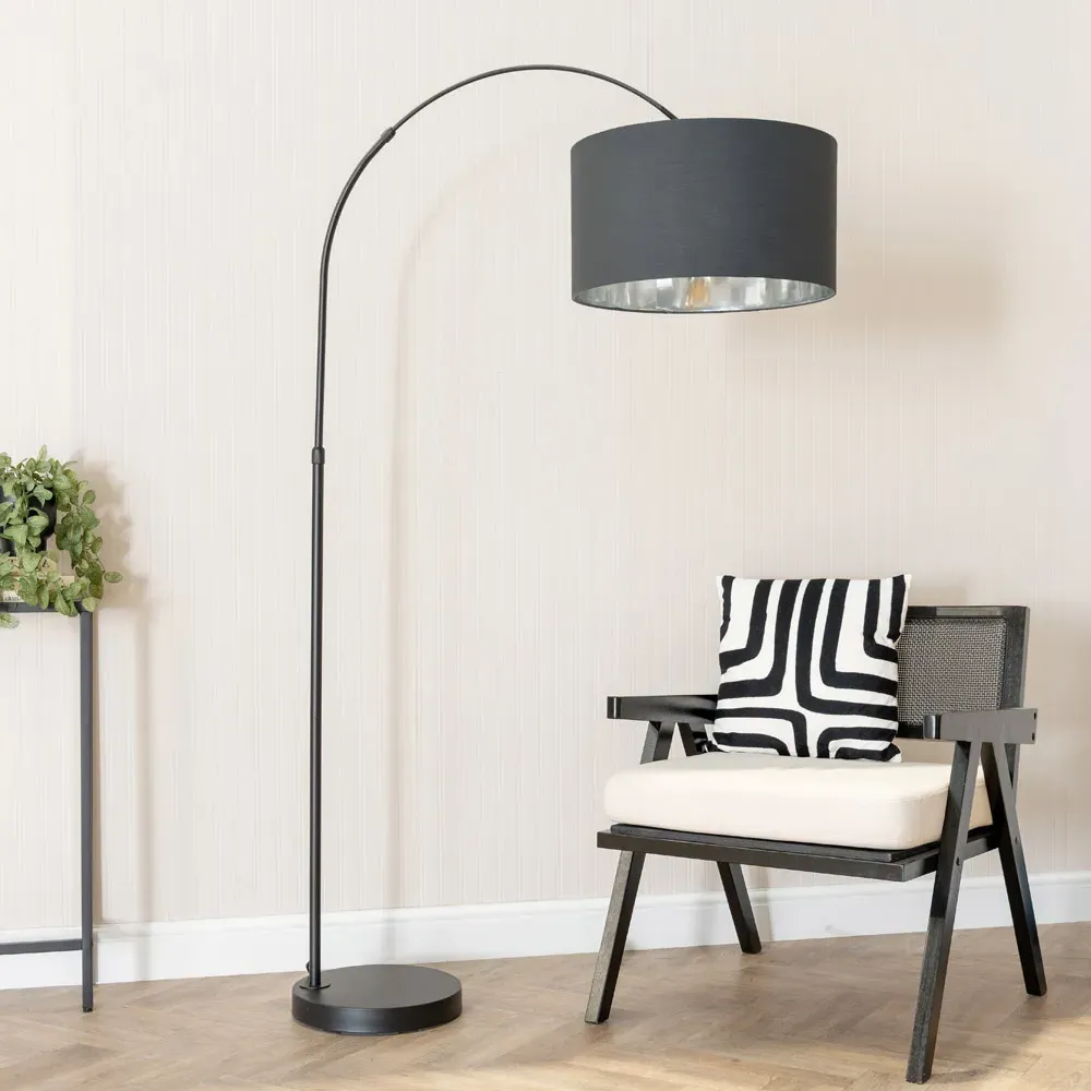 Louis Arched LED Floor Lamp - Black, Chrome