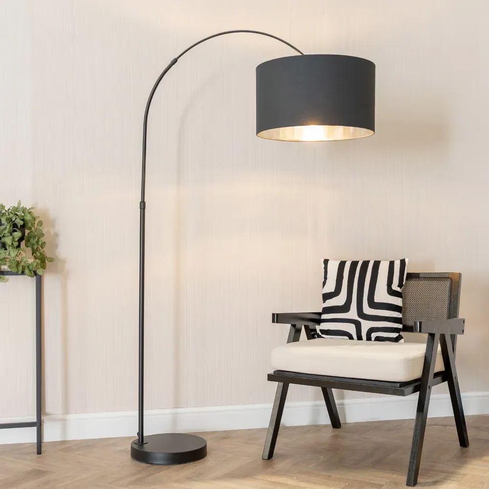 Louis Arched LED Floor Lamp - Black, Chrome