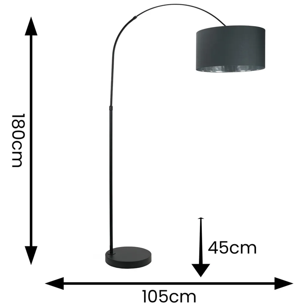Louis Arched LED Floor Lamp - Charcoal, Chrome
