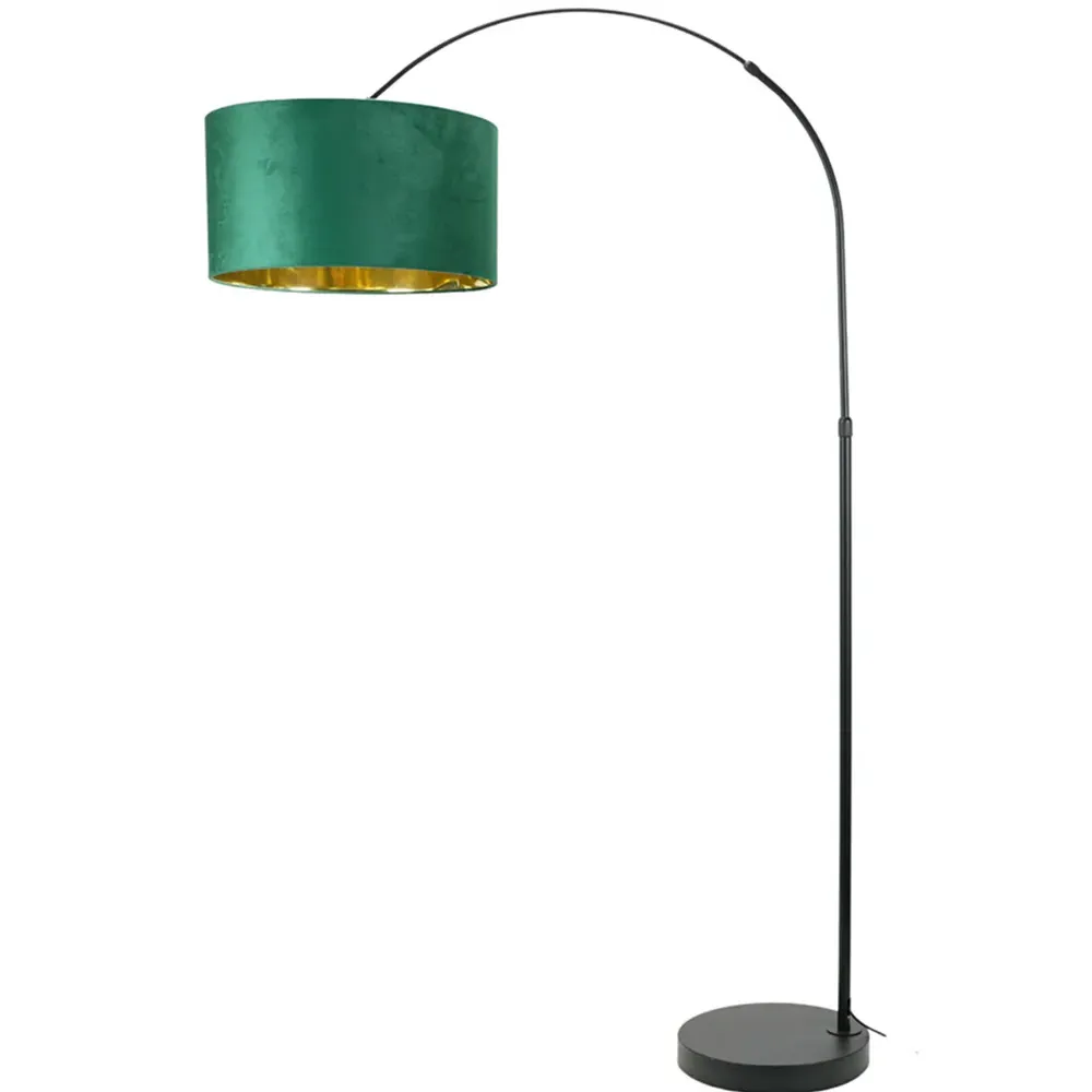 Louis Arched LED Floor Lamp - Green, Velvet