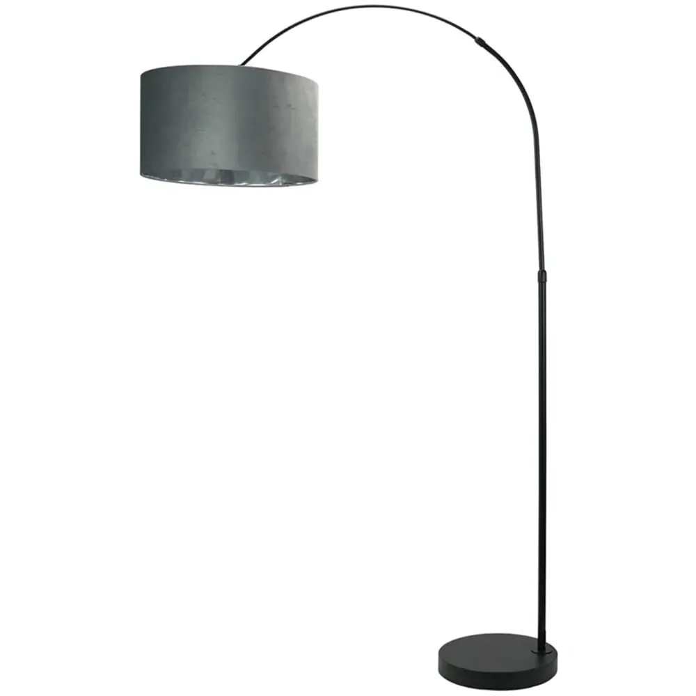 Louis Arched LED Floor Lamp - Grey, Velvet