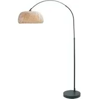 Louis Curved LED Floor Lamp - Black, Bamboo