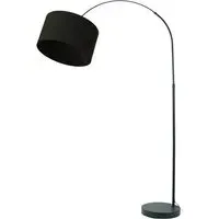 Louis Curved LED Floor Lamp - Black, Black Fabric