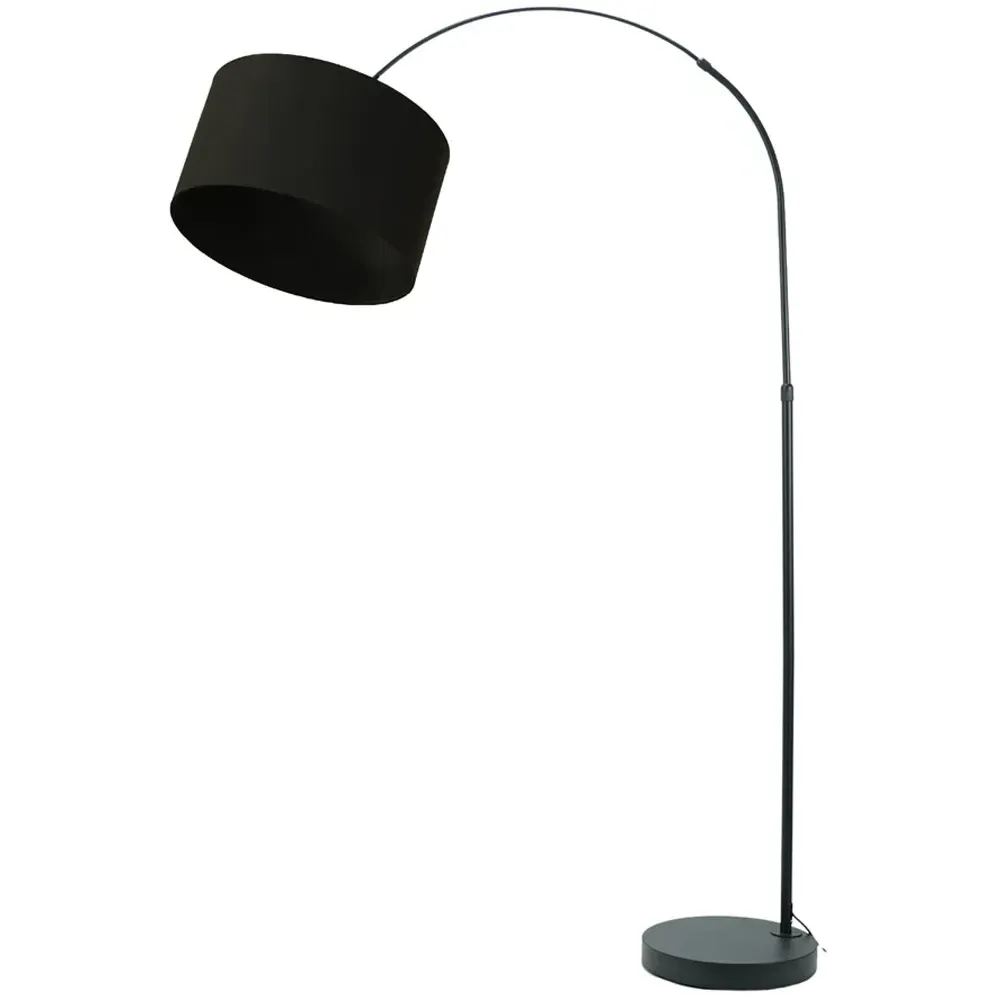 Louis Curved LED Floor Lamp - Black, Black Fabric image