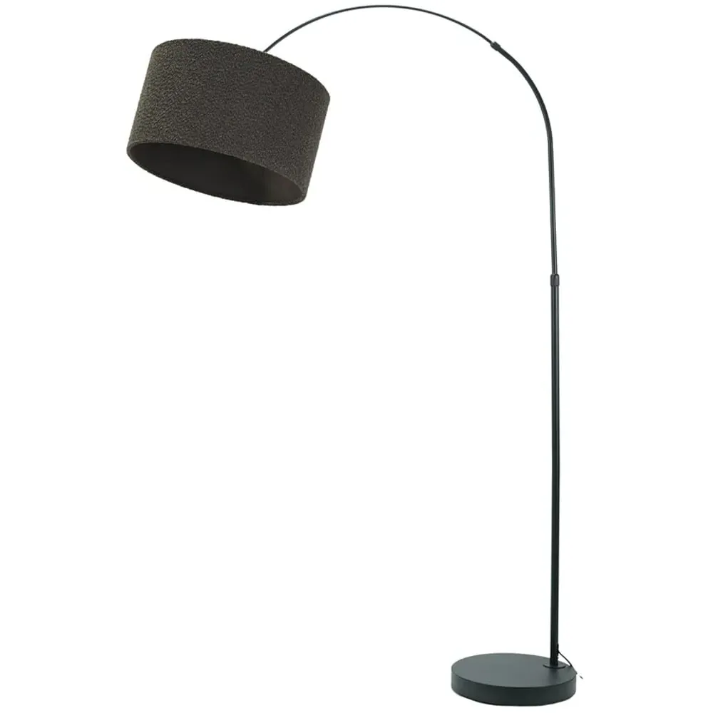 Louis Curved LED Floor Lamp - Black, Charcoal Boucle