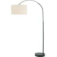 Louis Curved LED Floor Lamp - Black, Cream Boucle