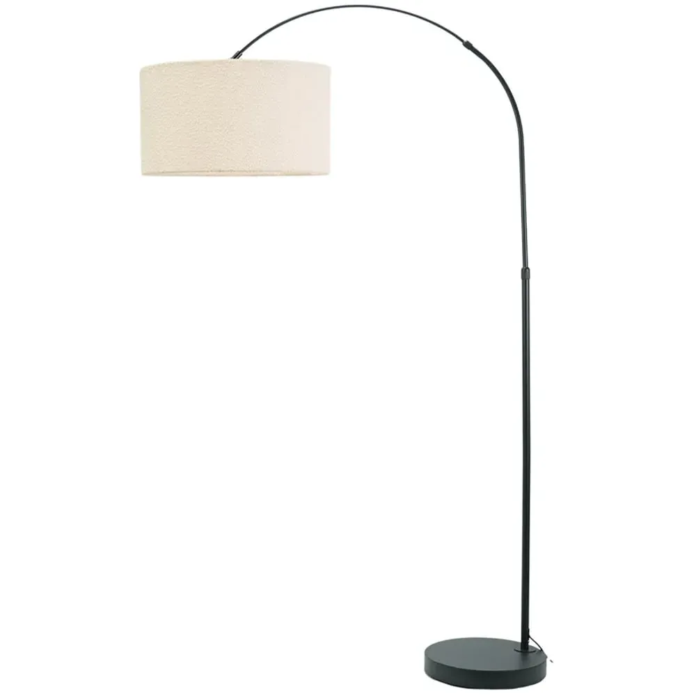 Louis Curved LED Floor Lamp - Black, Cream Boucle