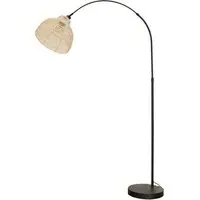 Louis Curved LED Floor Lamp - Black, Cream Woven Basket