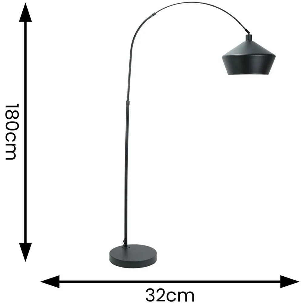 Louis Curved LED Floor Lamp - Black, Metal