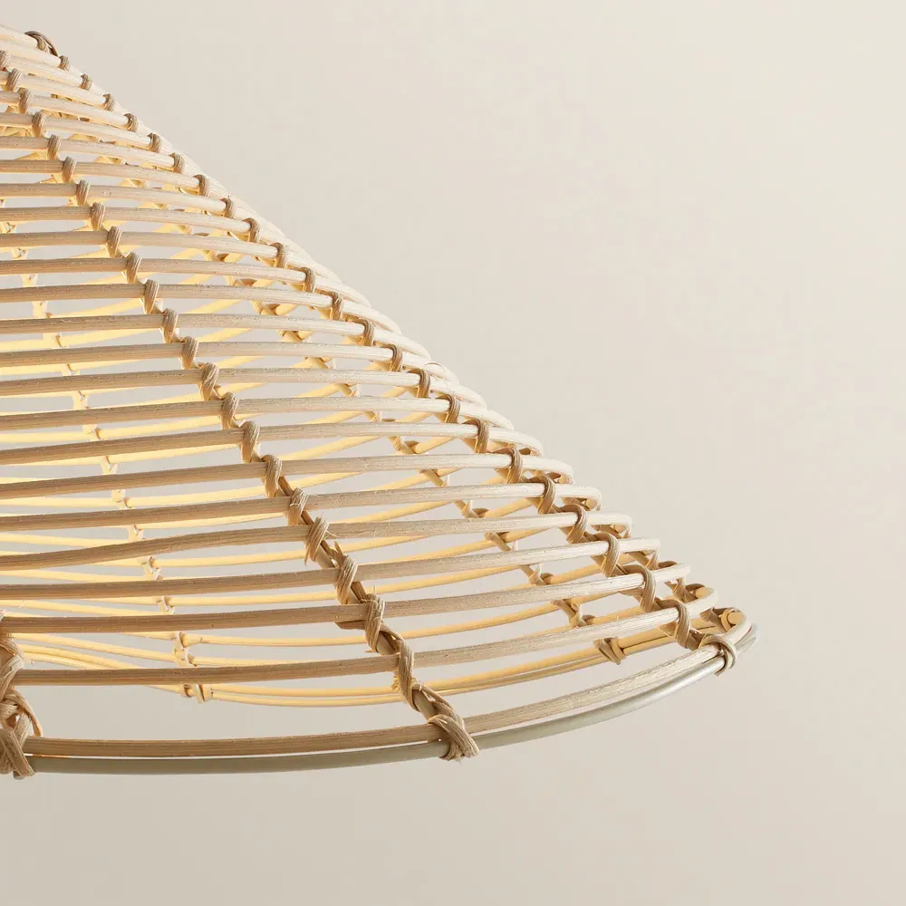 Louis Curved LED Floor Lamp - Black, Natural Wicker