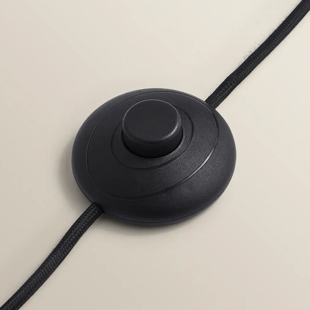 Louis Curved LED Floor Lamp - Black, Natural Wicker