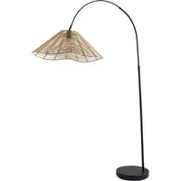 Louis Curved LED Floor Lamp - Black, Natural Wicker
