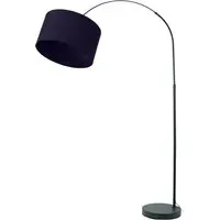 Louis Curved LED Floor Lamp - Black, Navy Blue Fabric