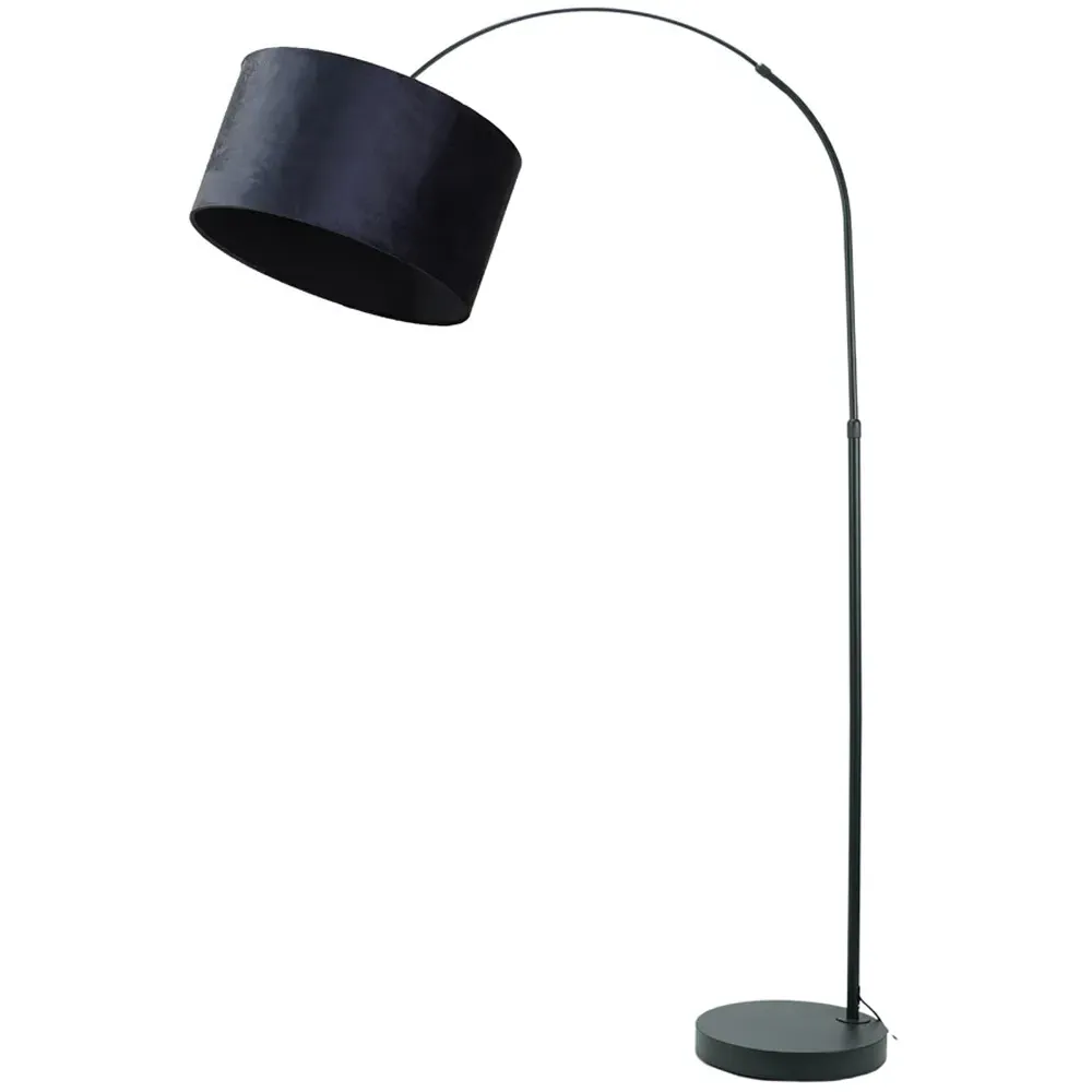 Louis Curved LED Floor Lamp - Black, Navy Blue Velvet