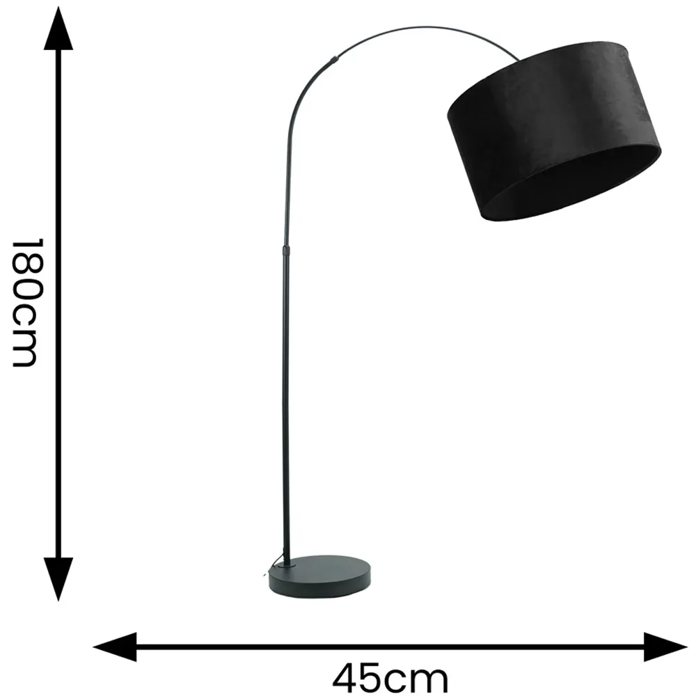 Louis Curved LED Floor Lamp - Black, Velvet