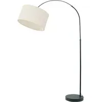 Louis Curved LED Floor Lamp - Black, White Fabric