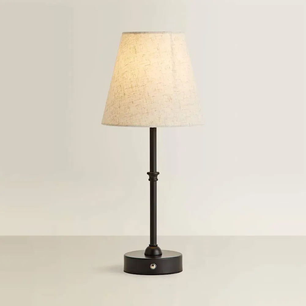 Lowe Rechargeable Table Lamp with Linen Shade - Black