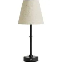 Lowe Rechargeable Table Lamp with Linen Shade - Black
