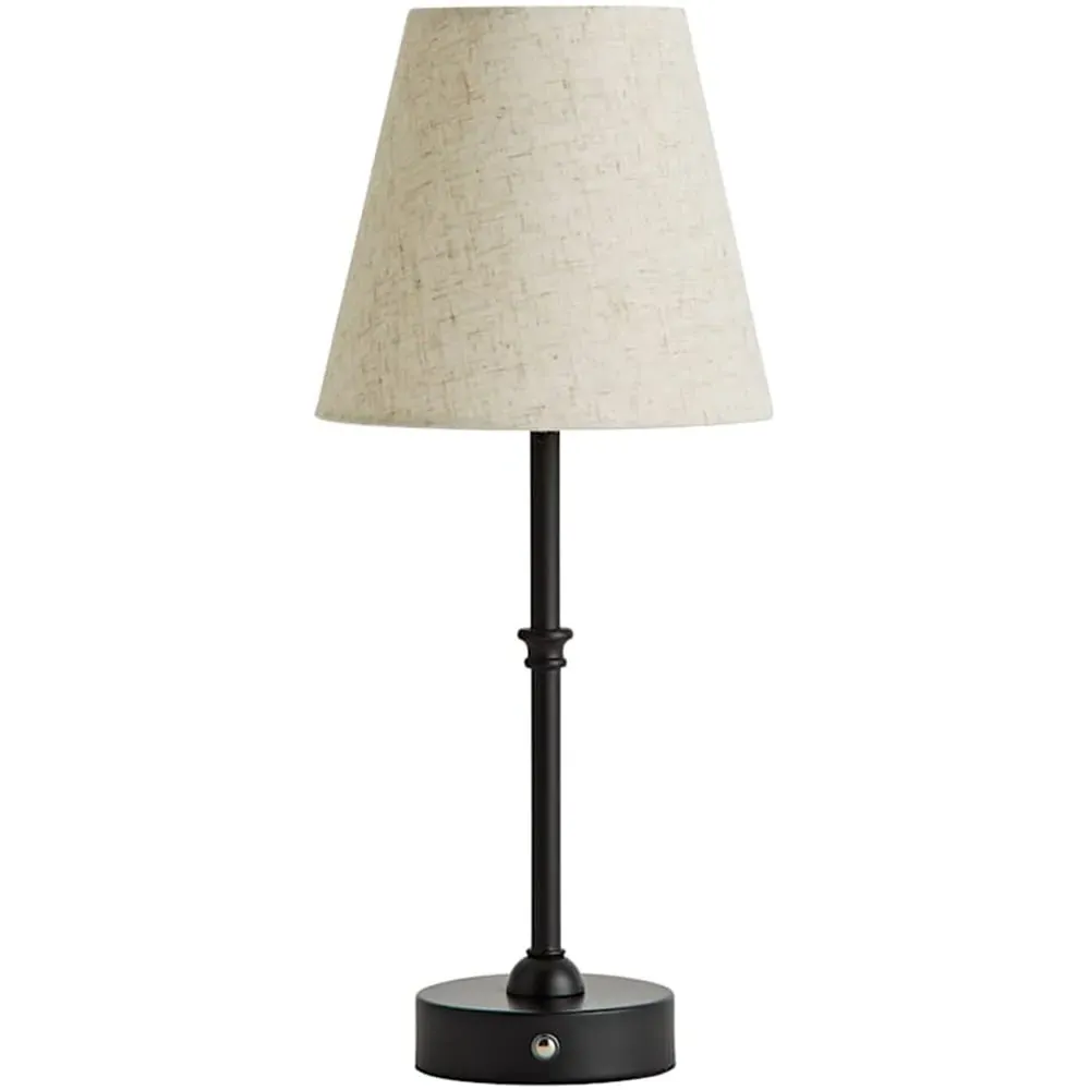 Lowe Rechargeable Table Lamp with Linen Shade - Black image