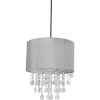 Lulu Drum Lamp Shade with Droplets - Grey, Fabric