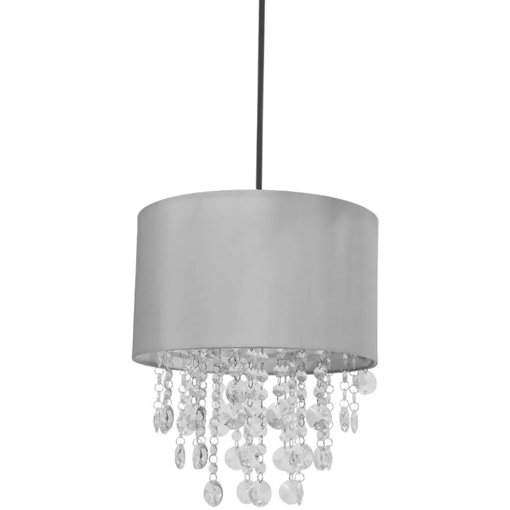 Lulu Drum Lamp Shade with Droplets - Grey, Fabric image