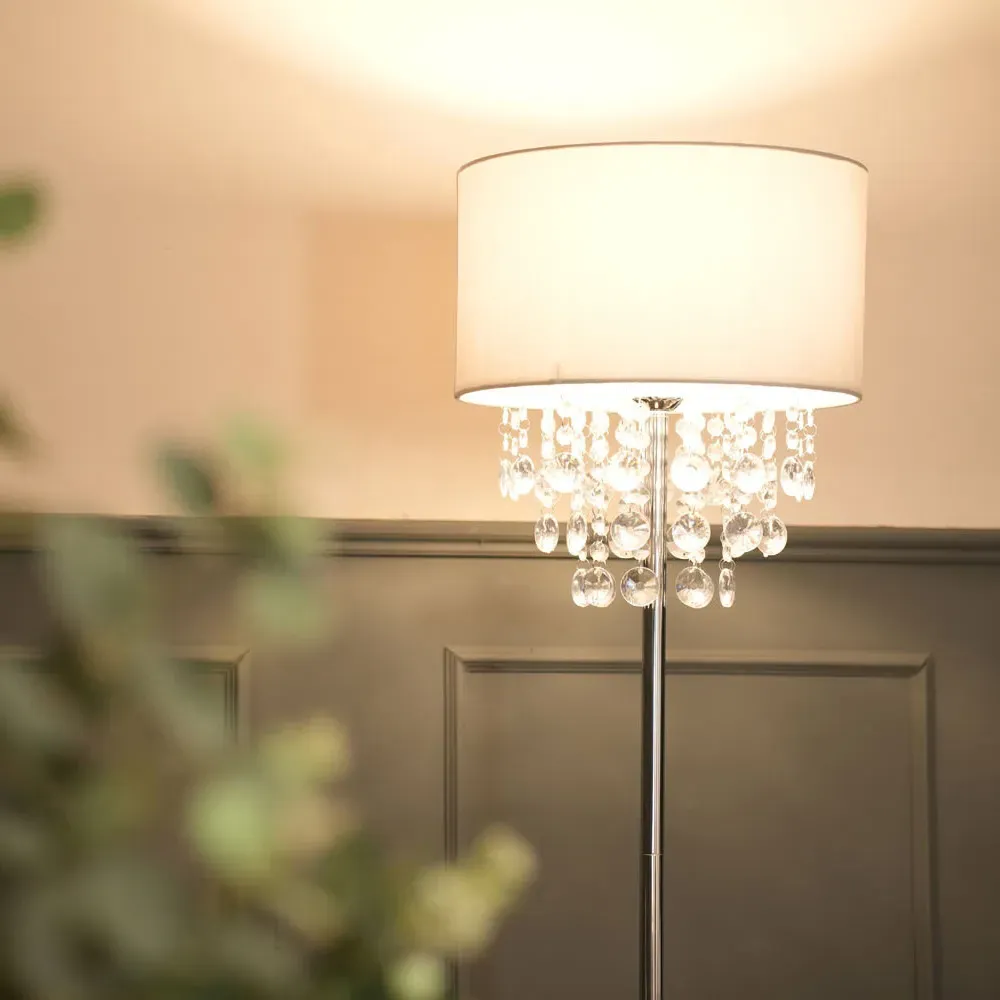 Lulu LED Floor Lamp with Droplets - Grey, Fabric