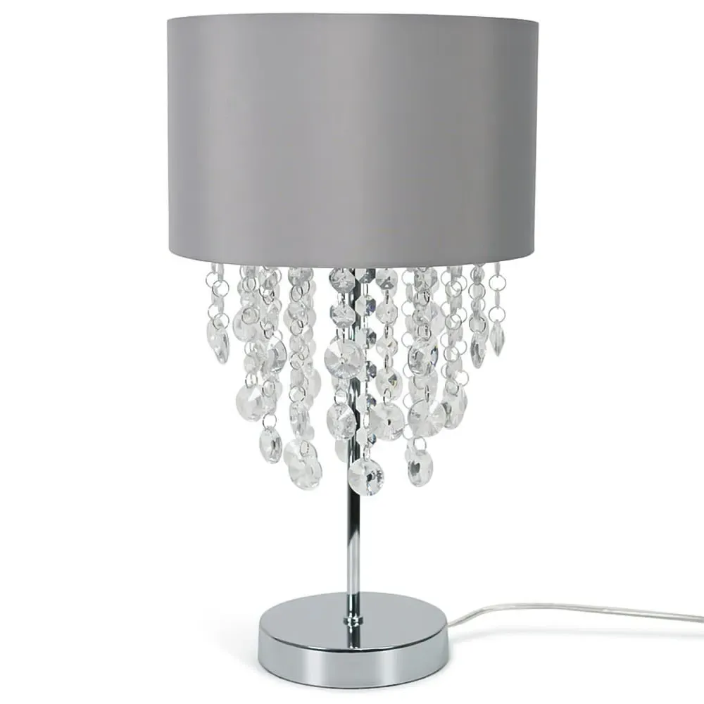 Lulu LED Table Lamp with Droplets - Grey, Fabric