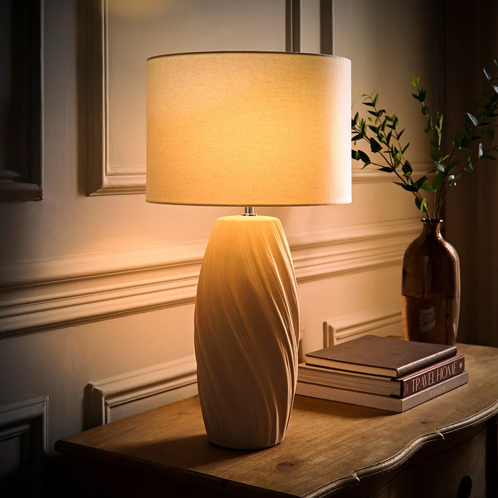 Lydia Tall Swirl Table Lamp - Natural, Ceramic
