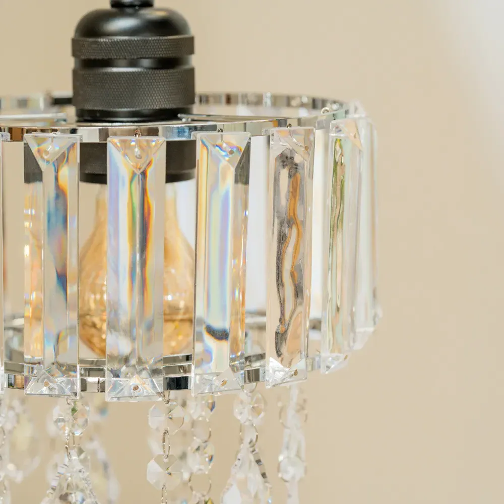 Mabel Chrome Droplet Ceiling Drum Shade - White