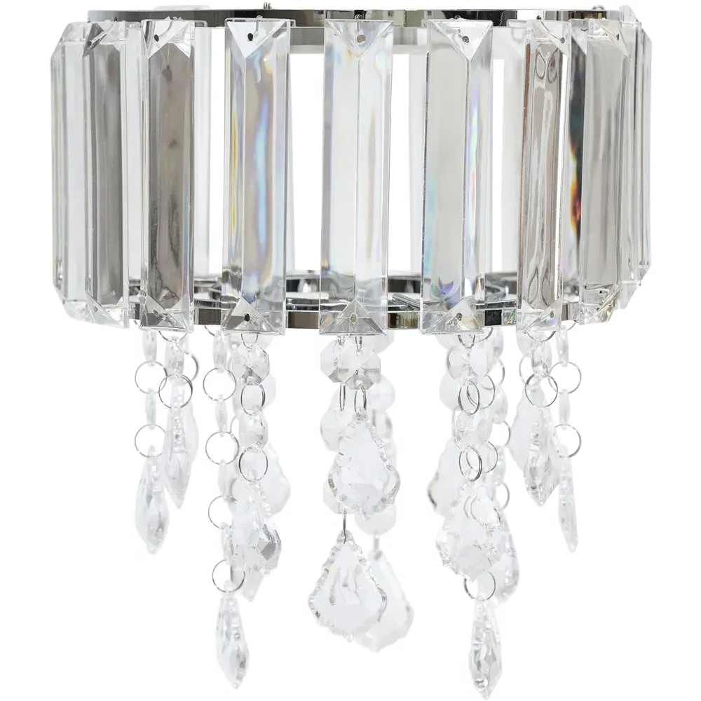 Mabel Chrome Droplet Ceiling Drum Shade - White image