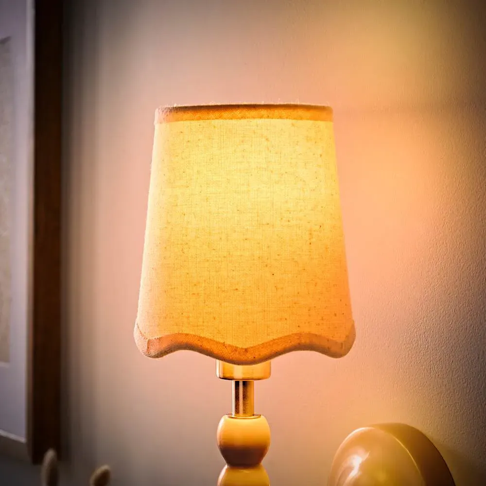 Mabel Extra Small Lamp Shade with Scallop Edge - Cream, Linen