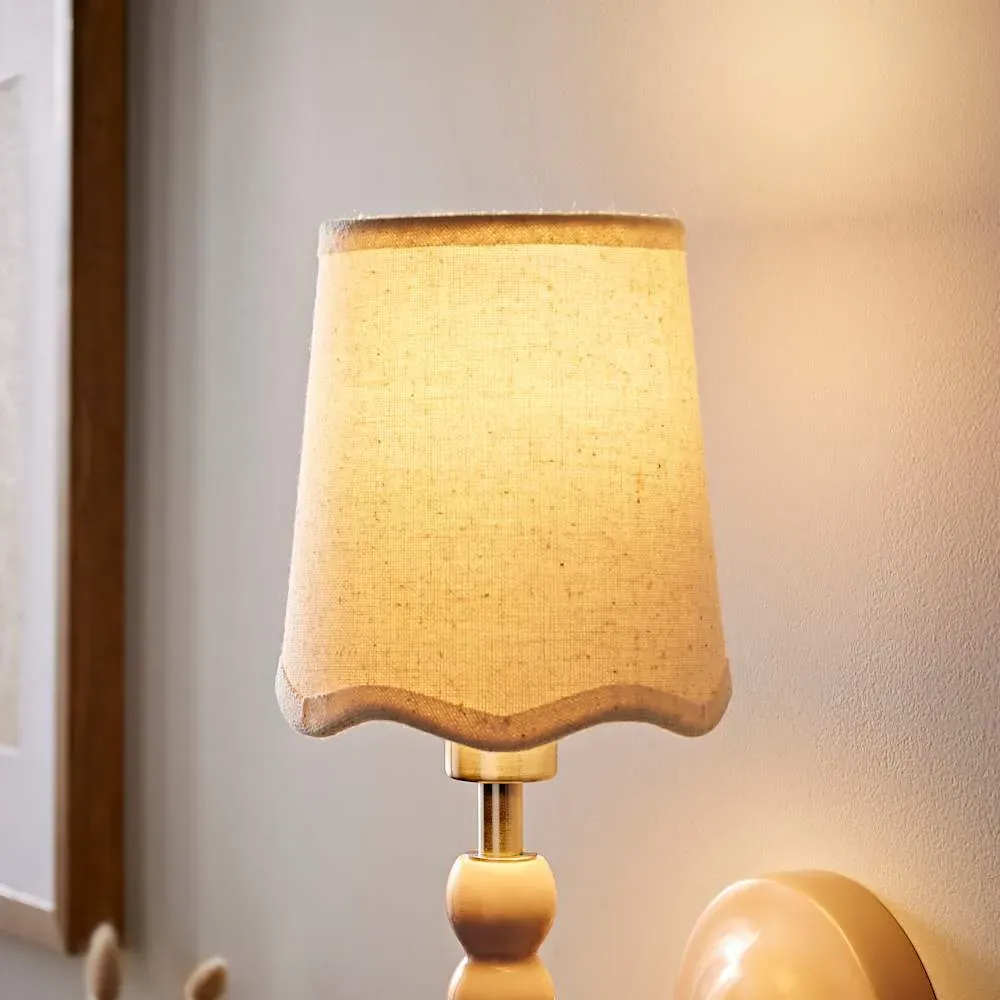 Mabel Extra Small Lamp Shade with Scallop Edge - Cream, Linen