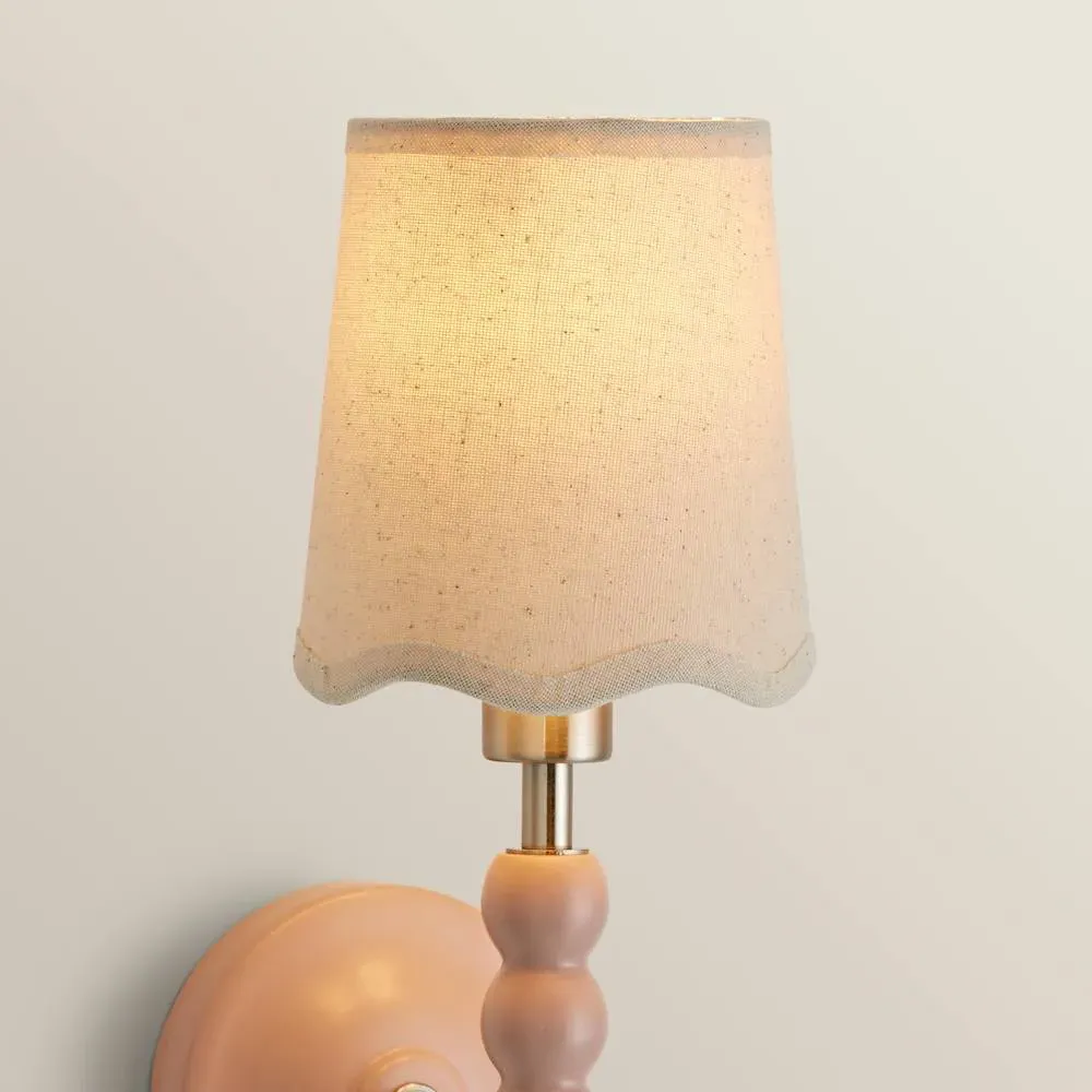 Mabel Extra Small Lamp Shade with Scallop Edge - Cream, Linen