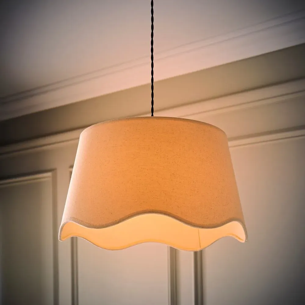 Mabel Large Lamp Shade with Scallop Edge - Cream, Linen